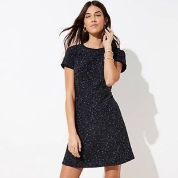 LOFT Dresses & Skirts - NWT Loft Plus 16 tweed fit and flare dress black white size zipper 0941